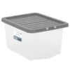 B&M Clear Storage Box With Lid 30L - Grey -Household Items Shop 258020 30l storage box with lid grey 2