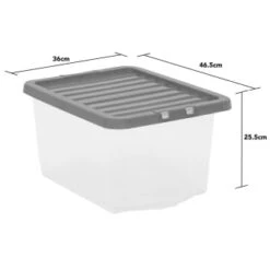 B&M Clear Storage Box With Lid 30L - Grey 9 B&M Clear Storage Box With Lid 30L - Grey -Household Items Shop 258020 30l storage box with lid grey 3