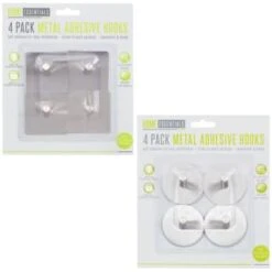 B&M Metal Adhesive Hooks 4pk - Square -Household Items Shop 332165 metal hooks 4pk circle