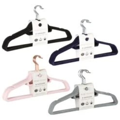 B&M Pure Velvet Hangers 8pk - Grey -Household Items Shop 333534 8pk velvet hangers group 1