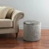 B&M Round Velvet Storage Ottoman -Household Items Shop 334907 round velvet studded ottoman1