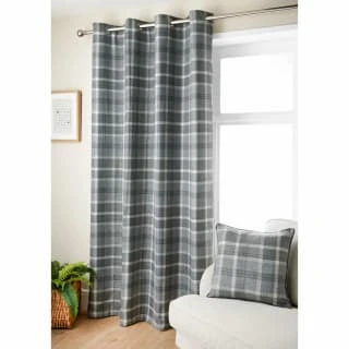 B&M Oakland Traditional Woven Grey Check Curtains 66 X 72" 3 B&M Oakland Traditional Woven Grey Check Curtains 66 X 72"