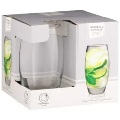 B&M Curved Hiball Glasses 4pk -Household Items Shop 338803 set of 4 highball tumblers