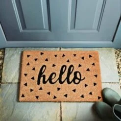 B&M Printed Coir Doormat - Hello
