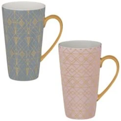 B&M Art Deco Latte Mug - Charcoal -Household Items Shop 355732 art deco latte mugs main