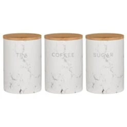 B&M Marble Effect Kitchen Canisters 3pc 10 B&M Marble Effect Kitchen Canisters 3pc -Household Items Shop 356820 storage canisters marble effect tea coffee sugar