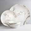 B&M White Marble Effect Dinner Set 12pc -Household Items Shop 357251 marble dinner set 12pk