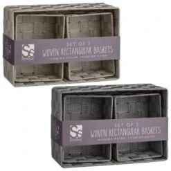 B&M Woven Storage Baskets 3pk - Silver -Household Items Shop 365979 365978 3pk woven baskets group