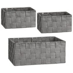 B&M Woven Storage Baskets 3pk - Silver -Household Items Shop 365979 3pk woven baskets silver group