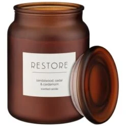 B&M Large Spa Scented Candle - Amber - Restore -Household Items Shop 368679 large spa candle restore 3