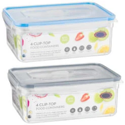 B&M Clip Top Food Containers 4pk - Blue -Household Items Shop 369681 4pk clip top food containers group