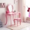 B&M Amelia Vanity Set With Stool & Mirror 1 B&M Amelia Vanity Set With Stool & Mirror -Household Items Shop 375844 amelia vanity set pink
