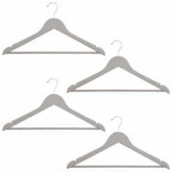B&M Matte Grey Wooden Hangers 4pk -Household Items Shop 376023 wooden hangers 4pk group
