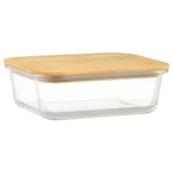 B&M Rectangular Glass Food Containers With Bamboo Lids 2pk 8 B&M Rectangular Glass Food Containers With Bamboo Lids 2pk -Household Items Shop 376824 2pk regular glass food containers 3