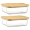 B&M Rectangular Glass Food Containers With Bamboo Lids 2pk -Household Items Shop 376824 2pk regular glass food containers 4