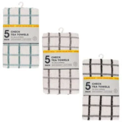 B&M Essentials Check Tea Towels - Black 5pk 9 B&M Essentials Check Tea Towels - Black 5pk -Household Items Shop 380235 5pk check tea towels main