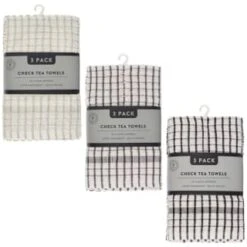 B&M Grey Check Tea Towels 3pk -Household Items Shop 380305 380307 380309 3pk check tea towels main 2