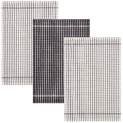 B&M Grey Check Tea Towels 3pk -Household Items Shop 380305 3pk check tea towels grey 2