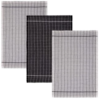 B&M Check Tea Towels - Black 3pk 4 B&M Check Tea Towels - Black 3pk - Image 2