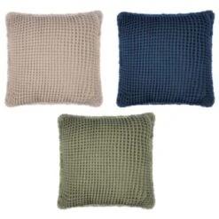 B&M Cotton Waffle Cushion - Green -Household Items Shop 380445 380640 380486 cotton waffle cushion main