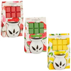 B&M Oil Burner & Wax Melt Set - Watermelon -Household Items Shop 380472 380475 380478 oil burner wax melt set group