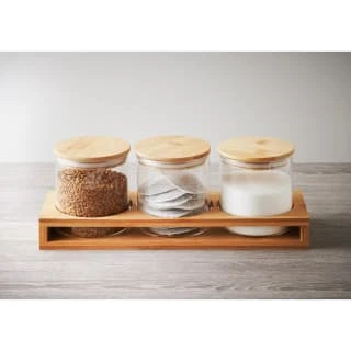 B&M Natural Home Glass Jars In Bamboo Stand 3pk 7 B&M Natural Home Glass Jars In Bamboo Stand 3pk - Image 5