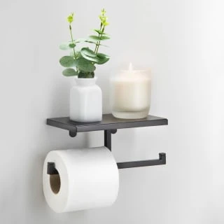 B&M Double Toilet Roll Holder & Shelf - Black 3 B&M Double Toilet Roll Holder & Shelf - Black