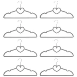 B&M Velvet Heart Shaped Hangers 8pk - Grey -Household Items Shop 383671 8pk velvet shaped hangers hearts grey