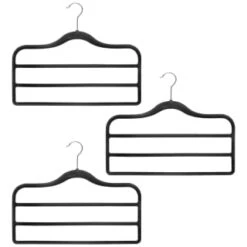 B&M Velvet Trouser Hangers 3pk - Black -Household Items Shop 383688 3pk pure velvet trouser hangers black