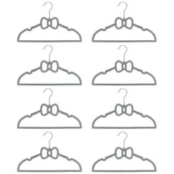 B&M Children's Non-Slip Hangers 8pk - Grey 7 B&M Children's Non-Slip Hangers 8pk - Grey -Household Items Shop 383693 8pk childrens hangers grey bow