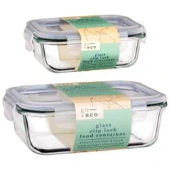 B&M Small Eco Glass Clip Lock Food Container -Household Items Shop 388506 388507 glass clip lock food container group 2 1