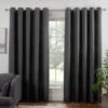 B&M Colorado Hopsack Fully Lined Charcoal Eyelet Curtains 66 X 72"