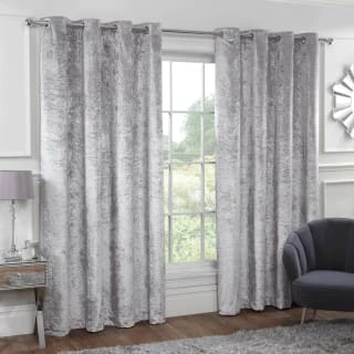 B&M Versailles Silver Crushed Velvet Fully Lined Curtains 66 X 90" 2 B&M Versailles Silver Crushed Velvet Fully Lined Curtains 66 X 90"