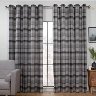 B&M Oakland Traditional Woven Grey Check Curtains 46 X 72" 3 B&M Oakland Traditional Woven Grey Check Curtains 46 X 72"