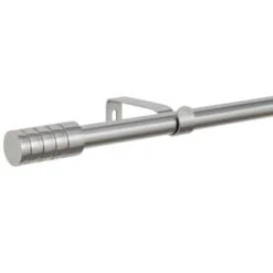 B&M Small Silver Barrel Curtain Pole 122-213cm