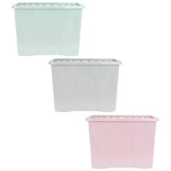B&M Storage Box With Lid 80L - Dusty Pink -Household Items Shop 391381 391383 391384 80l storage box and lid group 2