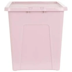 B&M Storage Box With Lid 80L - Dusty Pink -Household Items Shop 391383 dusty pink 80l storage box and lid 2