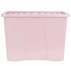 B&M Storage Box With Lid 80L - Dusty Pink -Household Items Shop 391383 dusty pink 80l storage box and lid