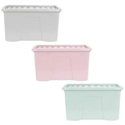 B&M Storage Box With Lid 60L - Dusty Pink -Household Items Shop 391387 391388 391389 60l storage box group 1
