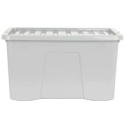 B&M Storage Box With Lid 60L - Grey -Household Items Shop 391387 grey 60l storage box 4