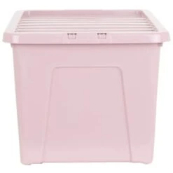 B&M Storage Box With Lid 60L - Dusty Pink -Household Items Shop 391389 dusty pink 60l storage box 2