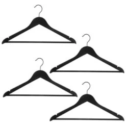 B&M Matt Black Wooden Hangers 4pk -Household Items Shop 392148 4pk matte black wooden hangers 2