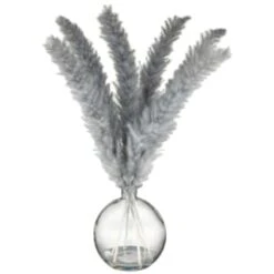 B&M Grey Pampas In Glass Vase