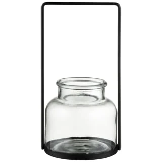 B&M Glass Lantern With Black Frame 3 B&M Glass Lantern With Black Frame
