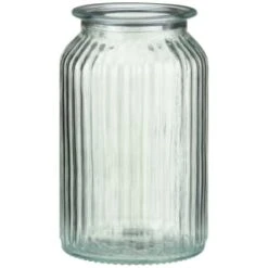 B&M Large Ribbed Glass Jar With Wooden Lid -Household Items Shop 394426 ribbed glass jar with wooden lid large 3