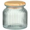 B&M Small Ribbed Glass Jar With Wooden Lid 1 B&M Small Ribbed Glass Jar With Wooden Lid -Household Items Shop 394427 ribbed glass jar with wooden lid small 2