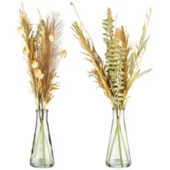 B&M Pampas & Leaf In Glass Vase -Household Items Shop 394707 pampas and leaf in glass vase group