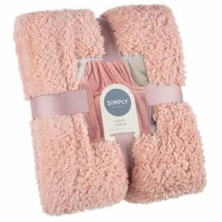 B&M Simply Two Tone Teddy Throw - Blush 3 B&M Simply Two Tone Teddy Throw - Blush