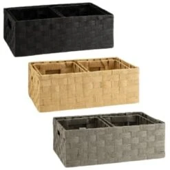 B&M Caen Set Of 3 Paper Rope Baskets - Black -Household Items Shop 395883 395868 395869 caen set of 3 paper rope baskets group 1