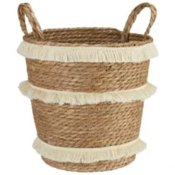 B&M Fringe Stripe Wicker Basket